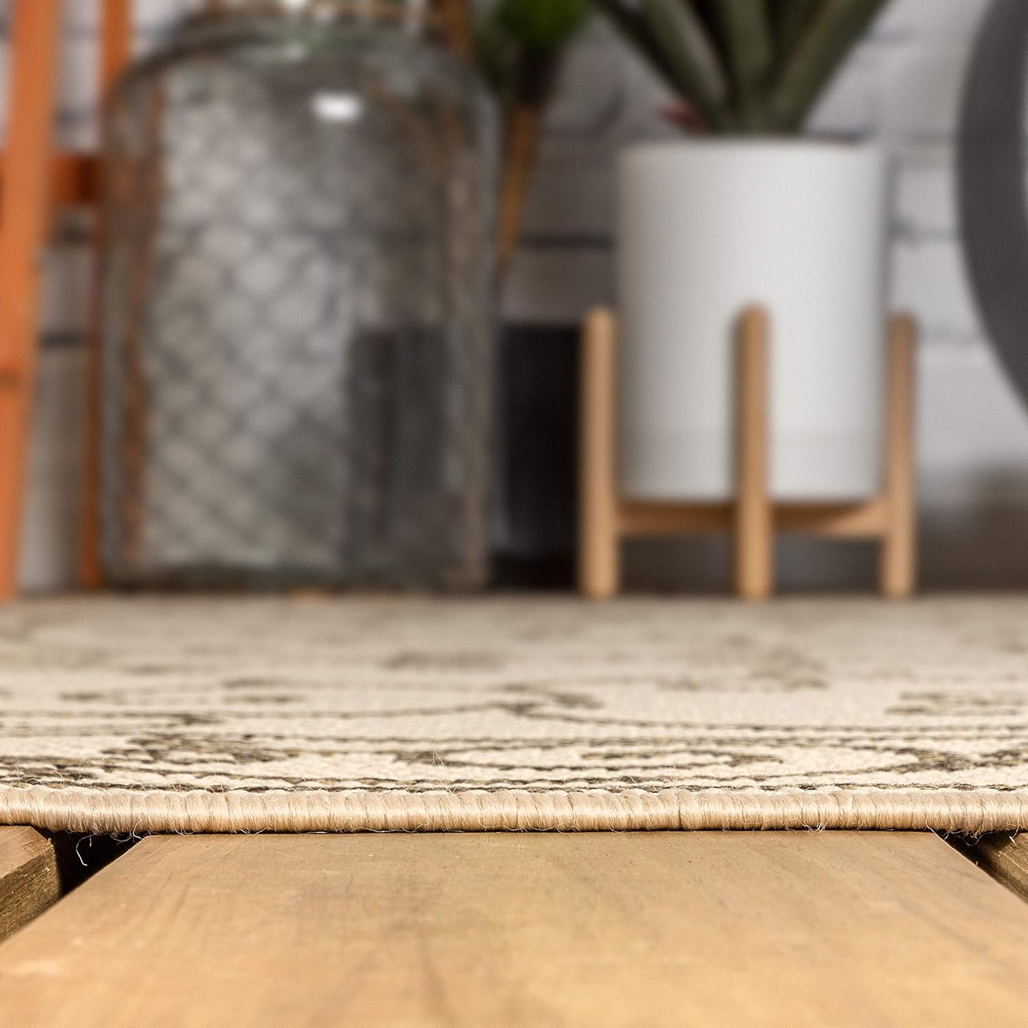 JONATHAN Y SMB106A-8SQ Charleston Vintage Filigree Textured Weave Beige/Brown 8' Square Indoor/Outdoor Area Rug, Pet Friendly, Non-Shedding, Stain Resistant, Easy-Cleaning for Backyard, Patio, Porch