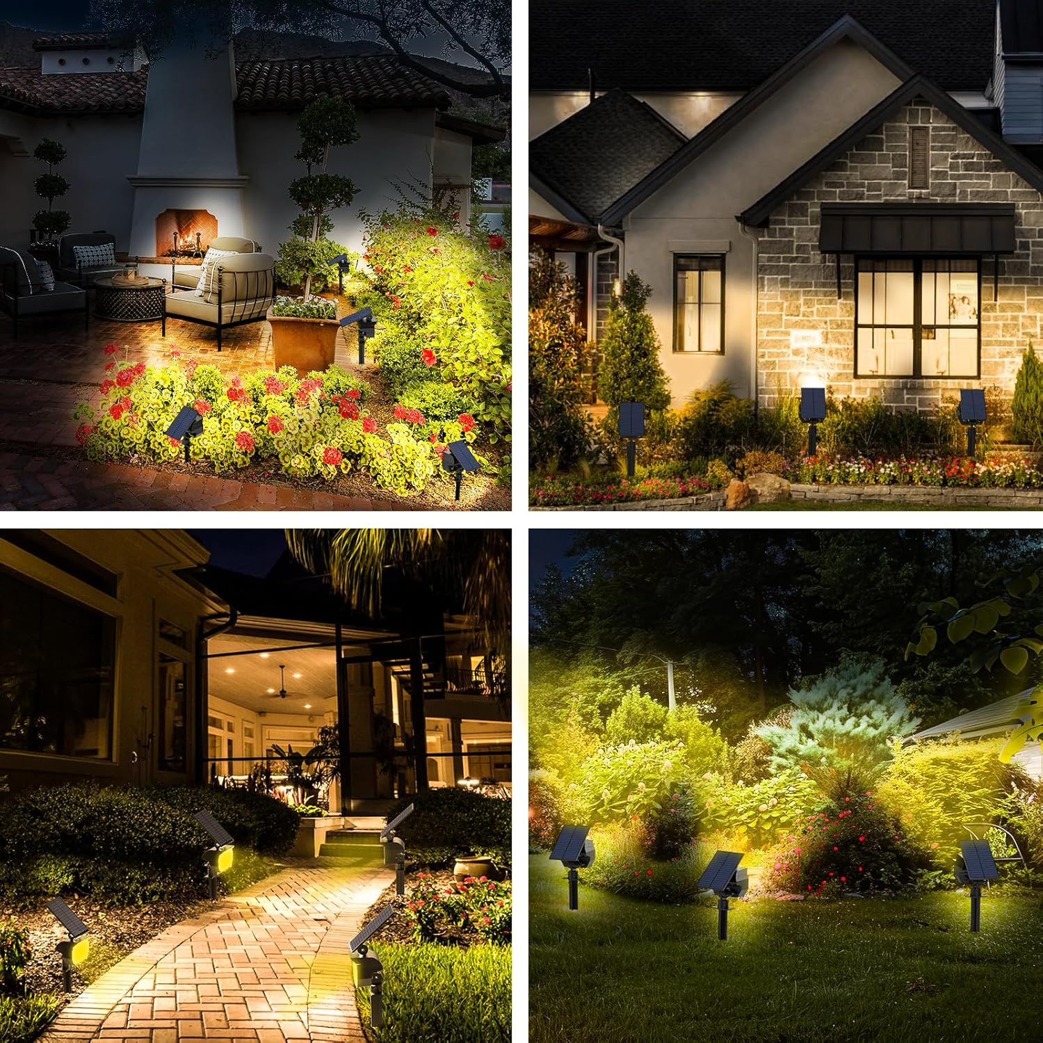 Solar Spot Lights Outdoor, [8 Pack/50LED] Solar Lights Outdoor Waterproof IP67, Dusk-to-Dawn 3 Lighting Modes Adjustable Landscape Spotlight for Garden, Yard, Pathway