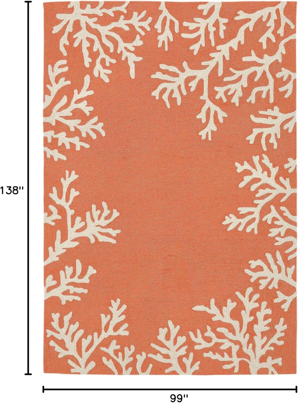 Liora Manne CAPRI Indoor/Outdoor Handmade Synthetic Blend Durable Area Rug - Traditional Border Coastal Beach Accent (Coral Border Coral) (8'3" x 11'6")