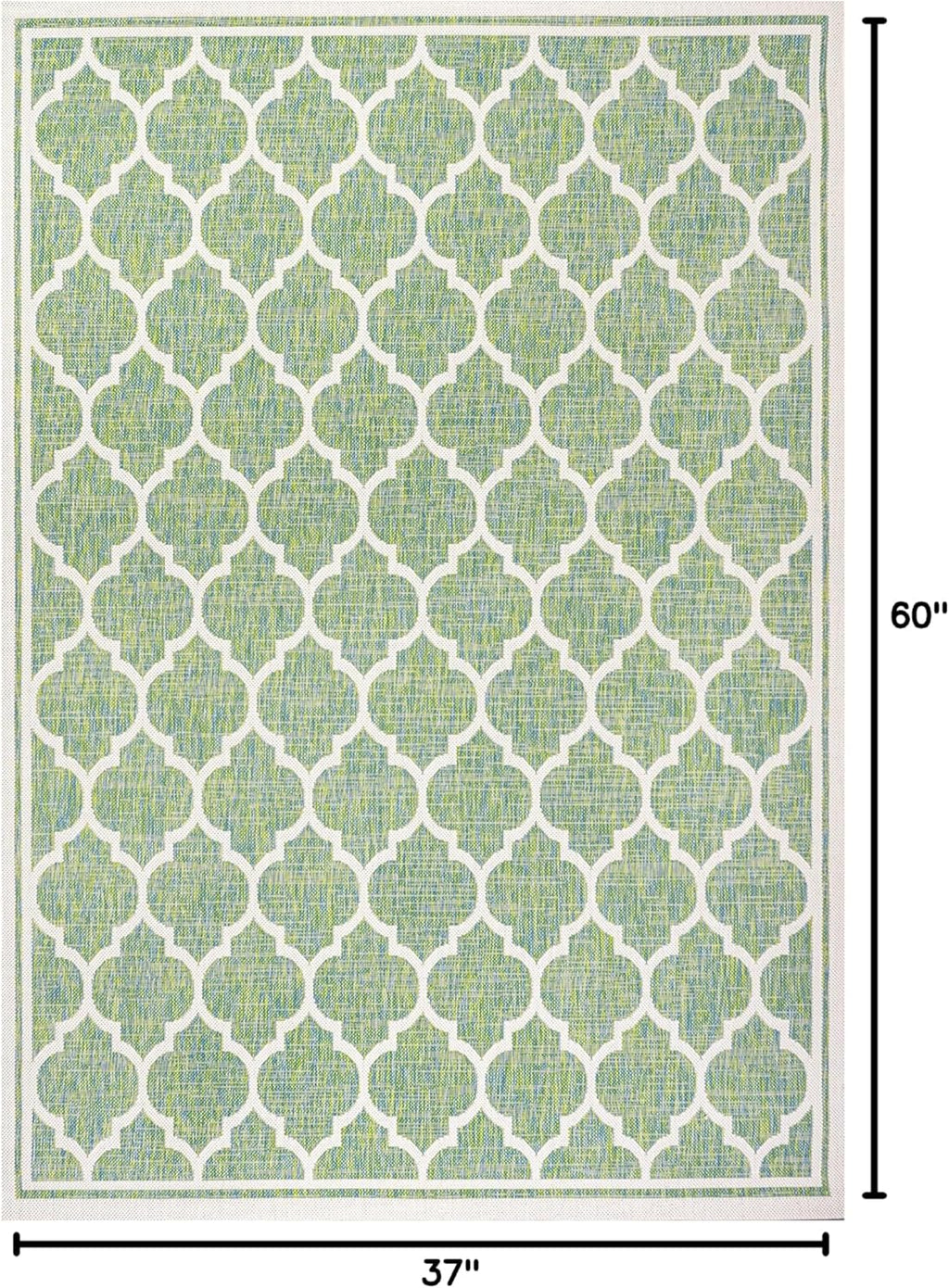 Eyely BMS109I-3 Santa Monica Trebol Moroccan Trellis Textured Weave Indoor/Outdoor Area Rug Coastal;Bohemian, Bedroom, Backyard, Patio, Easy-Cleaning, Non-Shedding, 3 X 5, Cream/Green