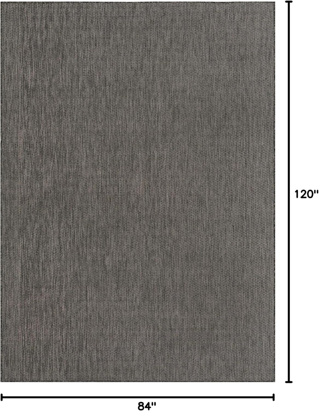 Unique Loom Collection Casual Transitional Solid Heathered Indoor/Outdoor Flatweave Area Rug (7' 1" x 10' Rectangle, Black/Ivory)