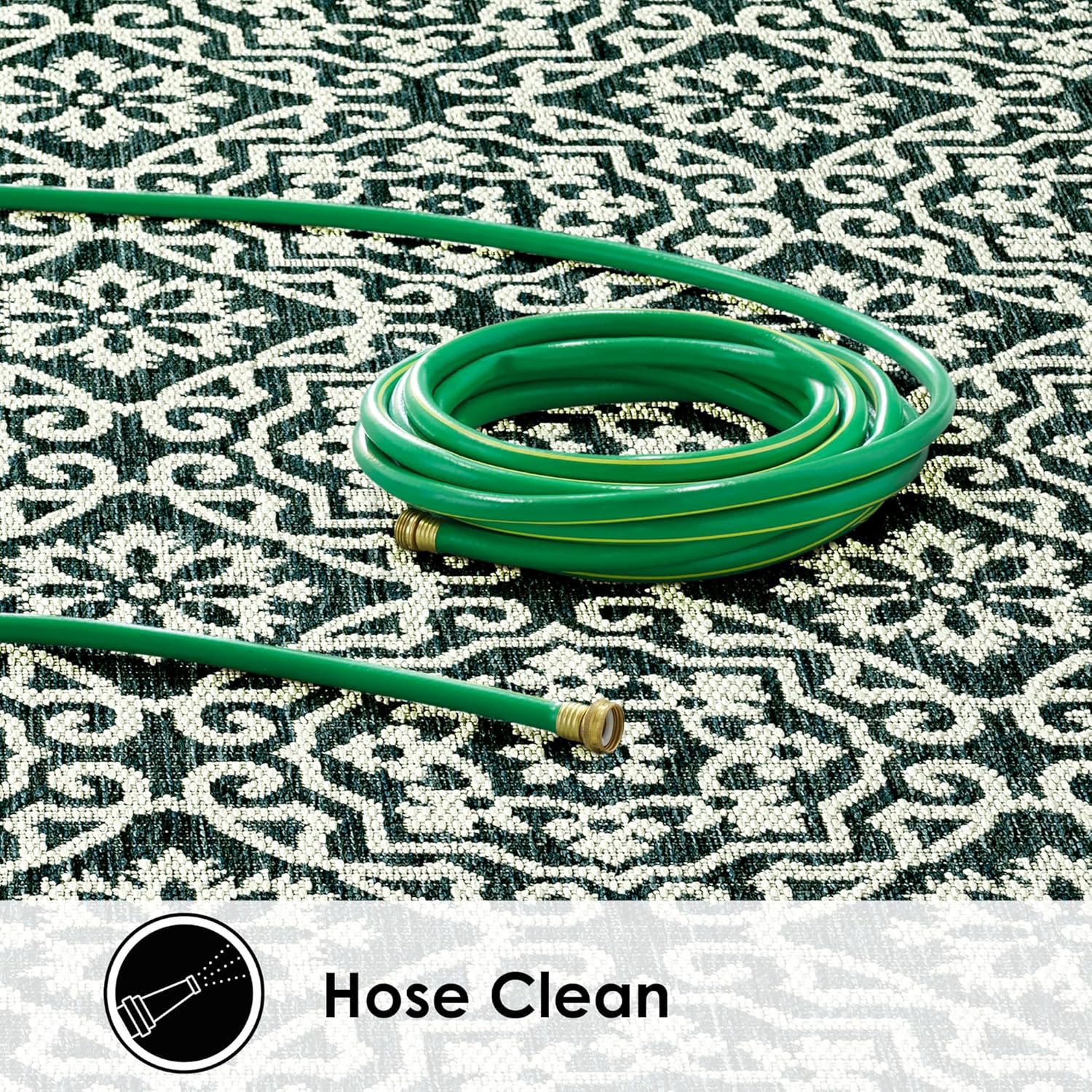 Nicole Miller New York Patio Country Julia Transitional Geometric Indoor/Outdoor Area Rug, Blue/White, 5'2"x7'2"