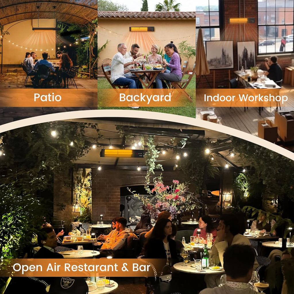 1500W Outdoor Heaters for Patio with 36H Timer, 0.5 Sec Instant Heating, Memory Function, Outdoor Heater, Black – Perfect Outdoor Heaters for Patio & Backyards