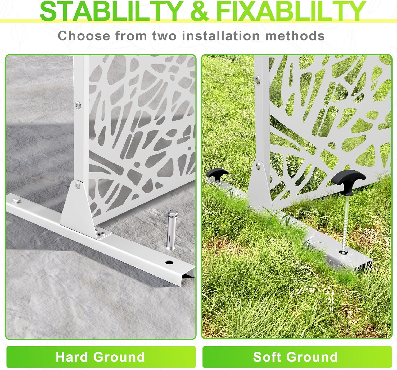 Outdoor Privacy Screen,72" H×47" W Metal Privacy Screen, Freestanding Privacy Fence Panels for Patio