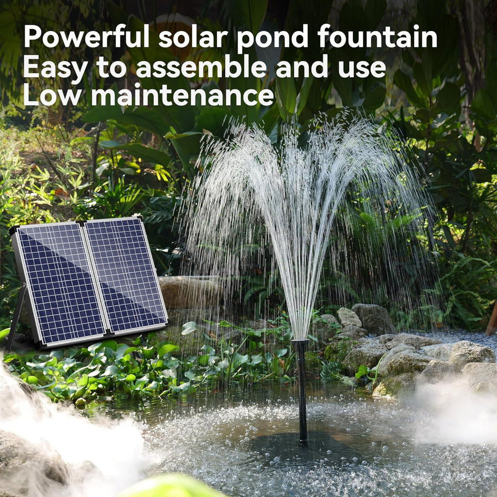 NFESOLAR Pond Filter Fountain with 70W Solar Panel, 660 GPH Water Pump, 10 FT Extension Cord, Solar Fountain Pump with Pond Filter Box Outdoor for Koi Ponds Water Feature Waterfall Pool