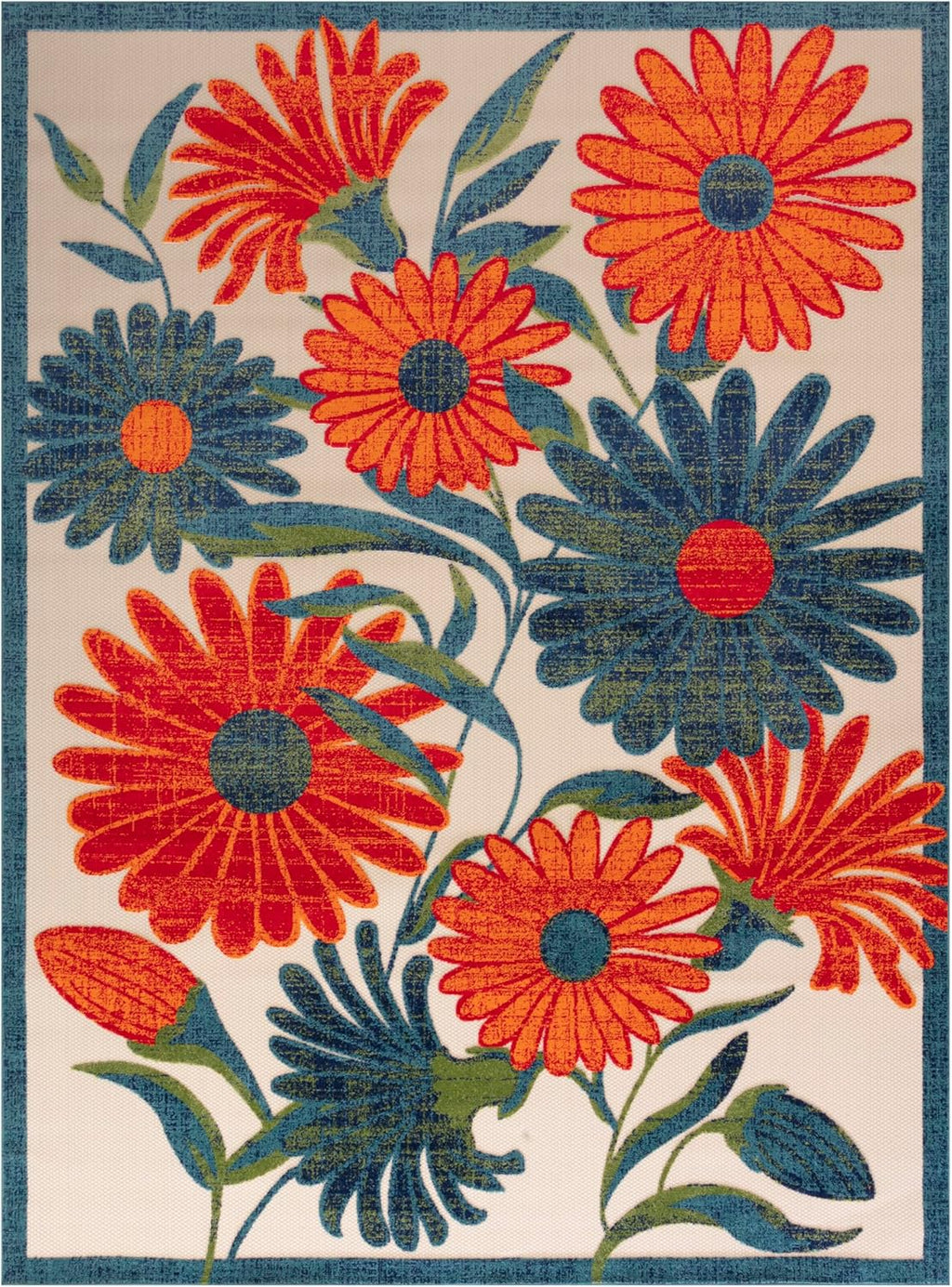 Nourison Home Aloha Indoor/Outdoor Ivory Multicolor 9' x 12' Area Rug, Easy Cleaning, Non-Shedding, Bed Room, Living Room, Dining Room, Backyard, Deck, Patio (9x12)