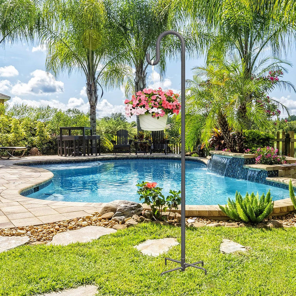 Highpro Shepherd Hook for Outdoor 47 Inch Bird Feeder Hanger Heavy Duty for Hummingbird Feeder Hanger Stand with 5-Prong Base for Lanterns, Wedding (2 Packs)