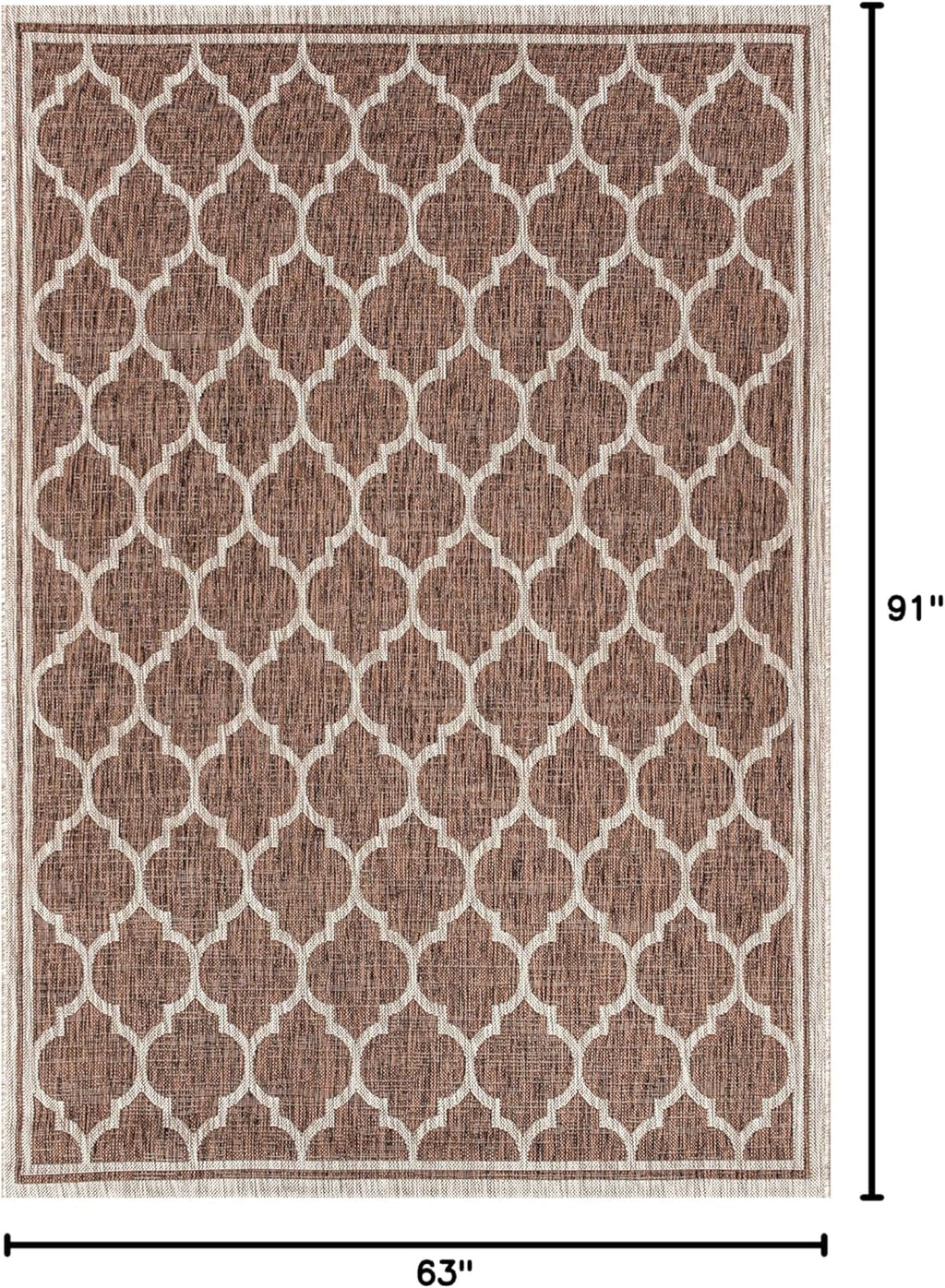 Eyely BMS109B-5 Santa Monica Trebol Moroccan Trellis Textured Weave Indoor/Outdoor Area Rug Coastal;Bohemian, Bedroom, Backyard, Patio, Easy-Cleaning, Non-Shedding, 5 X 8, Espresso/Taupe