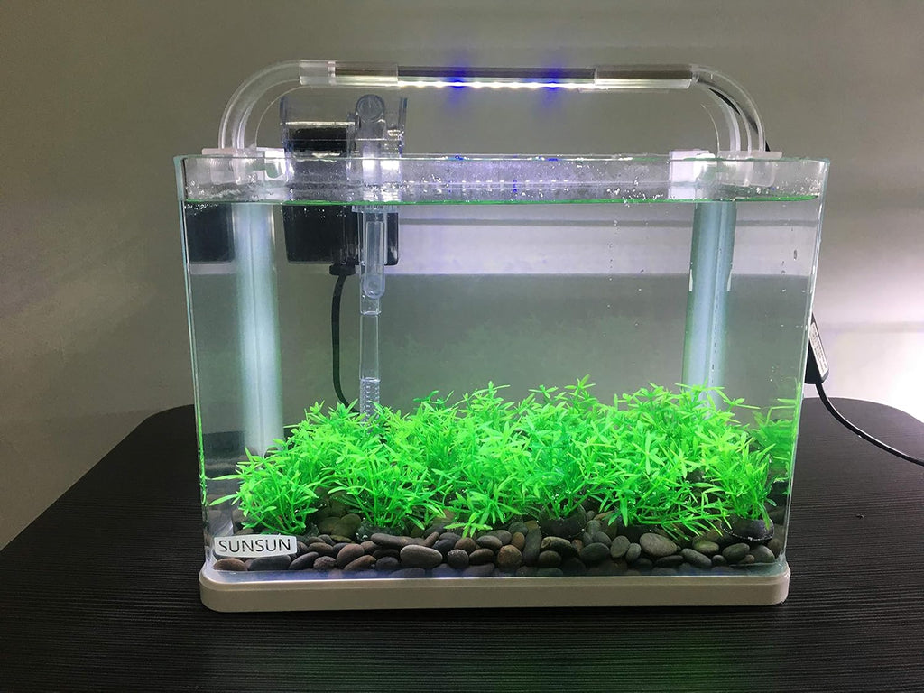 Smoothedo-Pets Aquarium Plant Fish Tank Decoration 20 Pieces Small/1" Tall Plastic Artificial Plant Goldfish Hidden Mini Grass Set (Green-A)