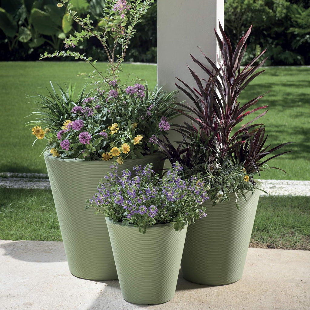 Crescent Garden Madison Planter– Weather-Resistant, Double Walled Indoor/Outdoor Plant Pot with Drain Hole – Extra Large Commercial Size Pot, 34-Inch (Mocha)