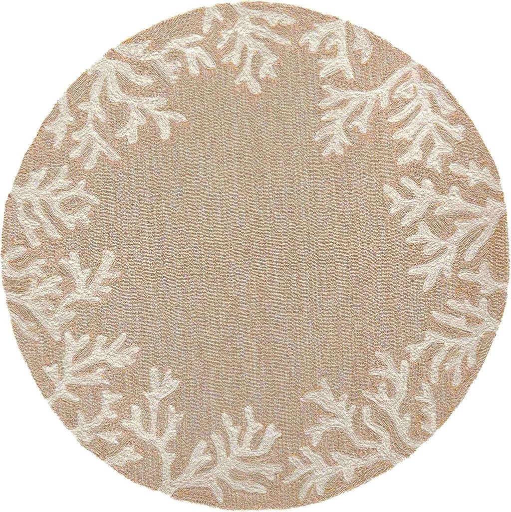 Liora Manne Capri Coastal Coral Border Neutral Indoor/Outdoor Rug, 8' Round