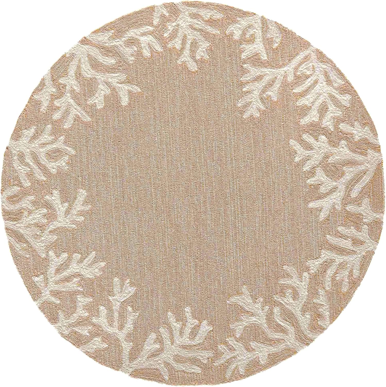 Liora Manne Capri Coastal Coral Border Neutral Indoor/Outdoor Rug, 8' Round