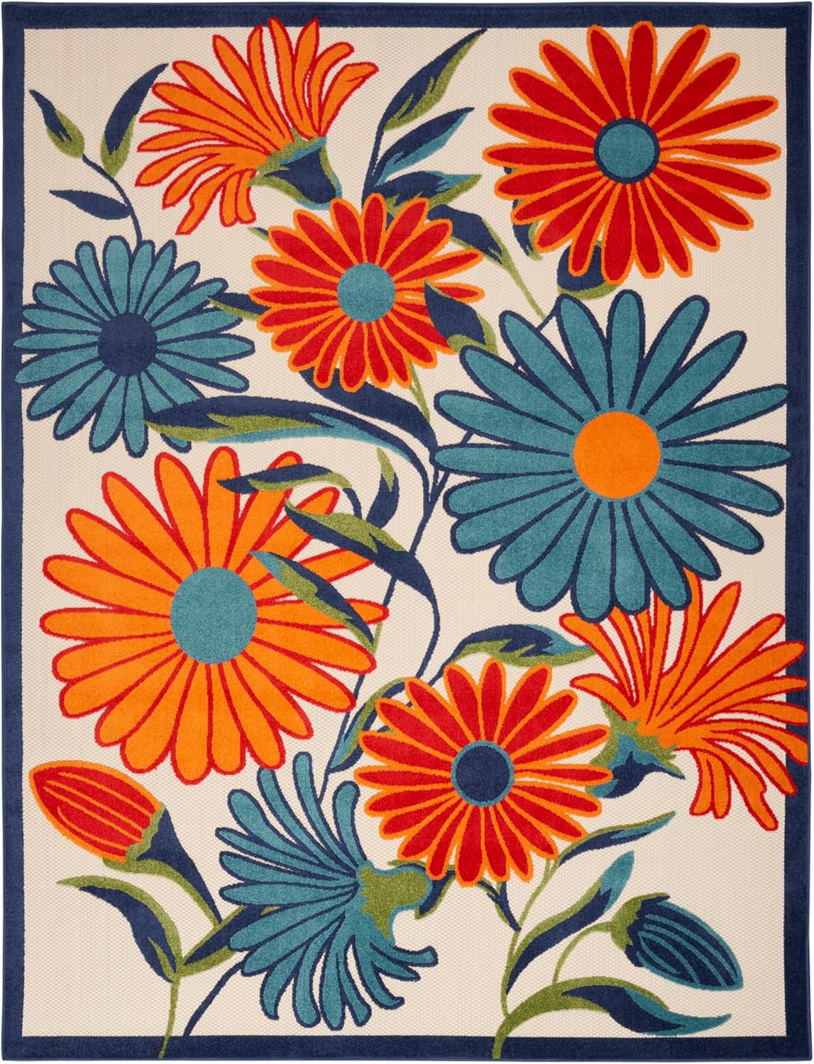 Nourison Home Aloha Outdoor Multicolor 10' x 14' Area Rug, Easy Cleaning, Non Shedding, Bed Room, Living Room, Dining Room, Deck, Backyard, Patio (10x14)