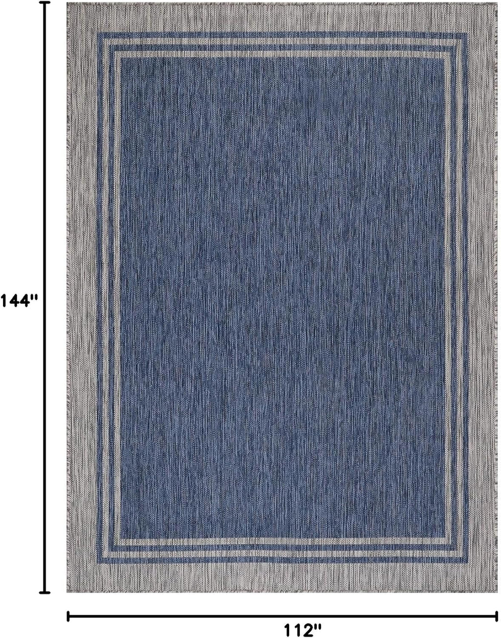 Bordered Outdoor Rug 9x12 Washable Outside Carpet for Indoor Patio Porch Waterproof Easy Cleaning Non Shedding Area Rugs Navy 9 x 12