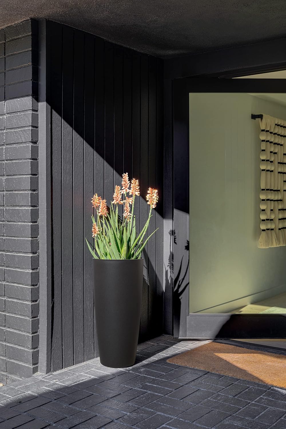 Veradek Mason Series Vega Planter - Round Tall Planter for Indoor or Outdoor Porch/Patio | Made from Plastic-Stone Composite with Drainage Holes | Modern Décor for, Flowers, Interior Plants