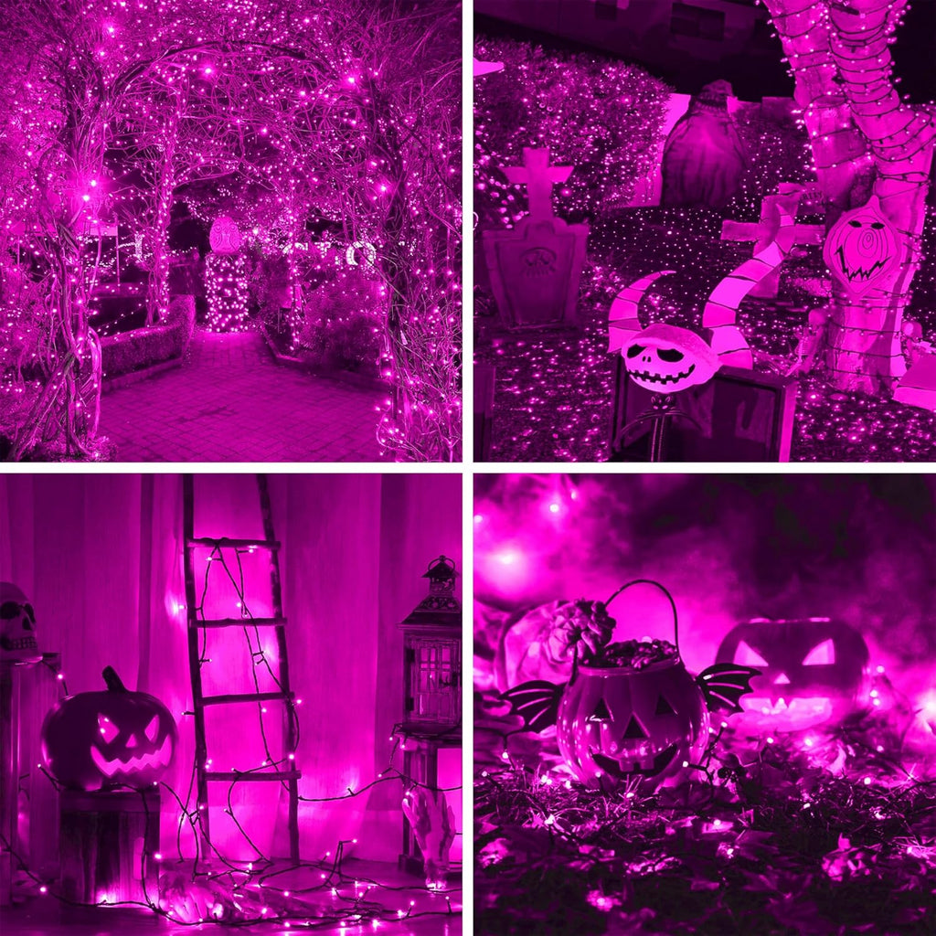 weillsnow Pink Halloween Lights Outdoor, 164 FT 500 LED String Lights Plug in, 8 Modes Waterproof Fairy Lights for Valentines Day, Halloween, Party, Wedding, Bedroom, Garden Decorations