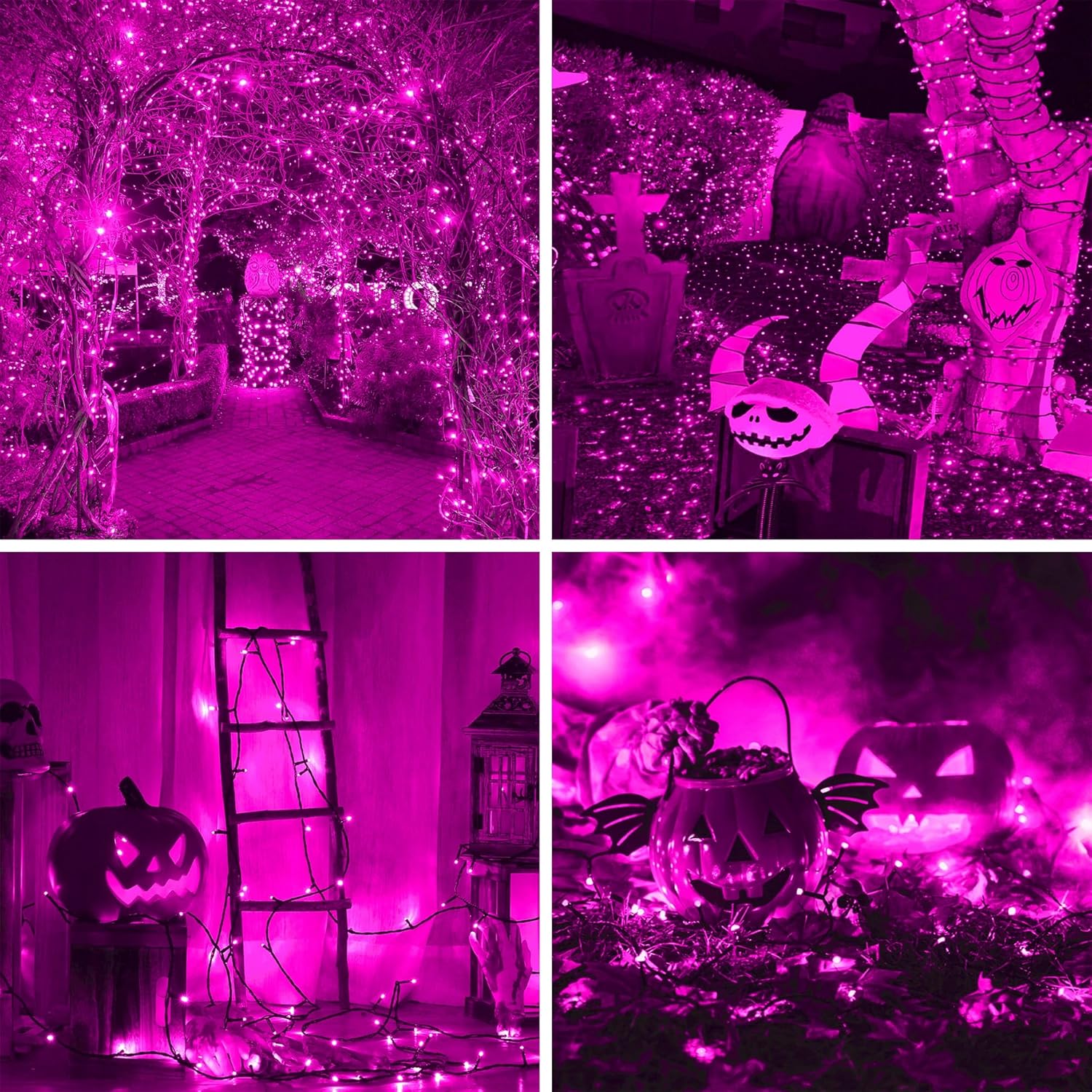 weillsnow Pink Halloween Lights Outdoor, 164 FT 500 LED String Lights Plug in, 8 Modes Waterproof Fairy Lights for Valentines Day, Halloween, Party, Wedding, Bedroom, Garden Decorations