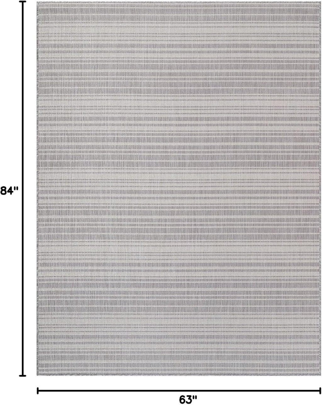 Stripe Outdoor Rug 5x7 Washable Outside Carpet for Indoor Patio Porch Waterproof Easy Cleaning Non Shedding Area Rugs Gray 5 x 7