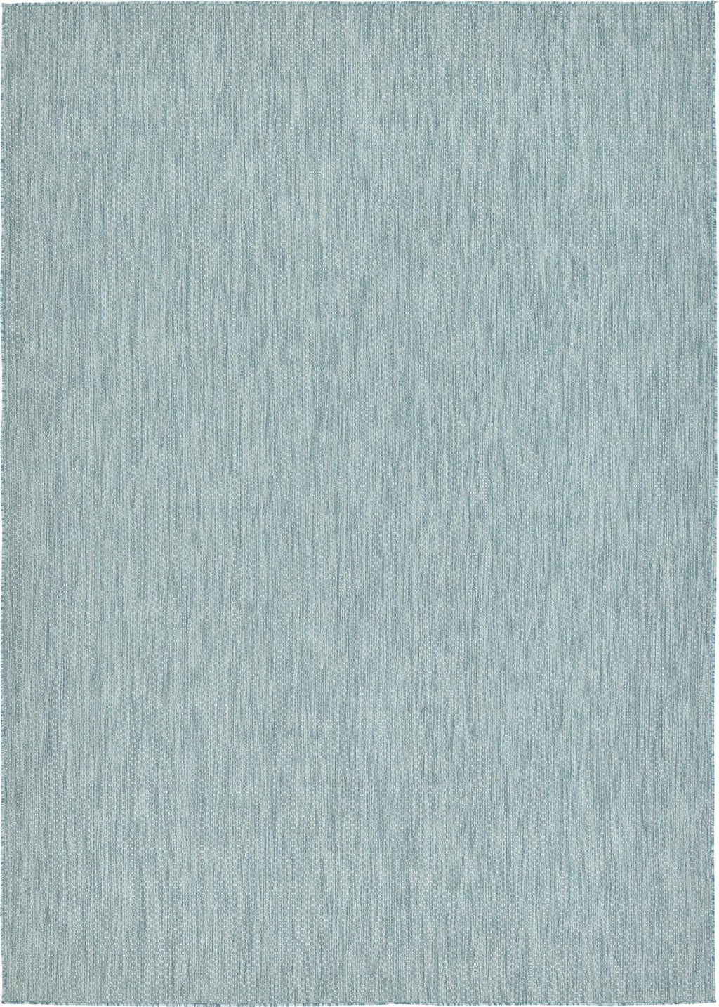 Unique Loom Collection Casual Transitional Solid Heathered Indoor/Outdoor Flatweave Area Rug (8' x 11' 4" Rectangle, Aquamarine/Ivory)
