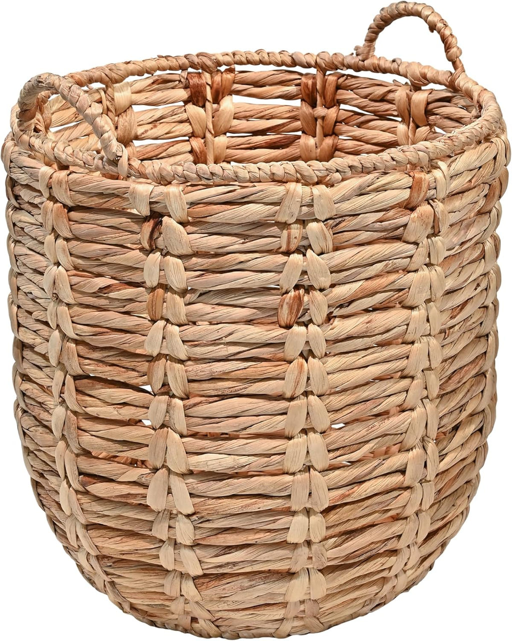 happimess BSK1003A Laurel Bohemian Hand-Woven Abaca Wicker Storage Basket with Handles, Seagrass Container for Decoration in Bedroom, Living Room, Laundry Room, Entryway, Natural
