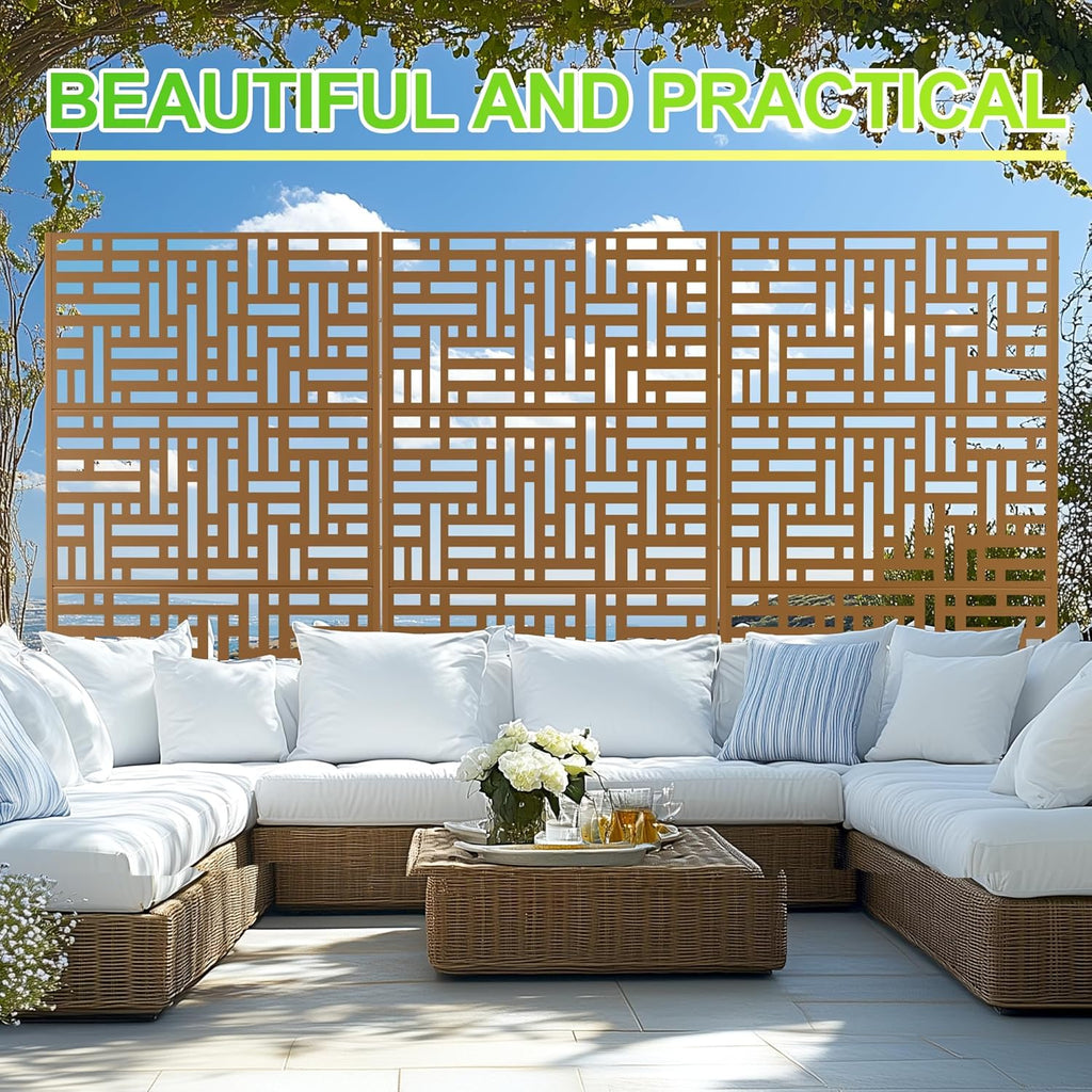 Outdoor Privacy Screen,72" H×47" W Metal Privacy Screen, Freestanding Privacy Fence Panels for Patio