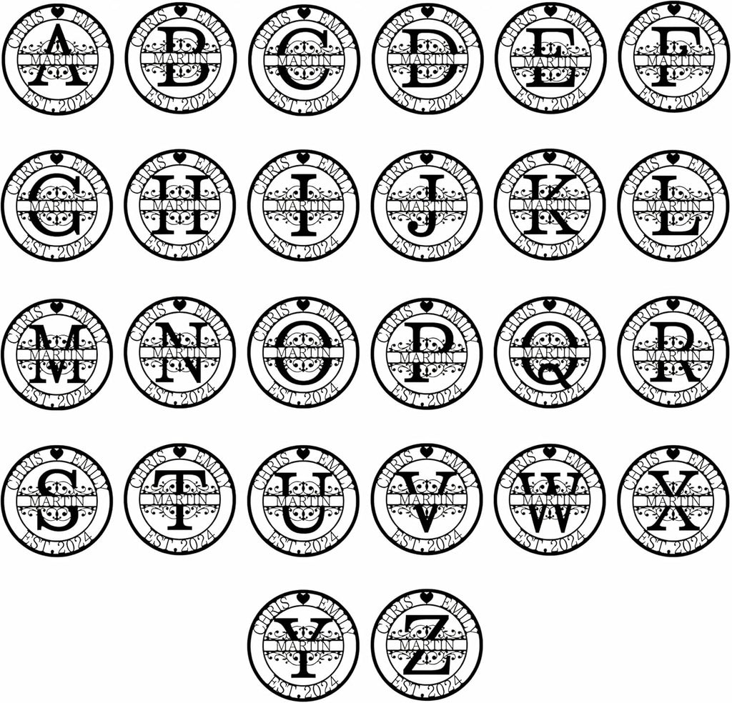 Personalized Metal Name Signs, Split Letter Monogram Wall Decor, Custom Last Name Sign, Family Name Sign for Outdoor, Personalized Wedding Gift, Garden Decor, Metal Wall Art, Housewarming Gift