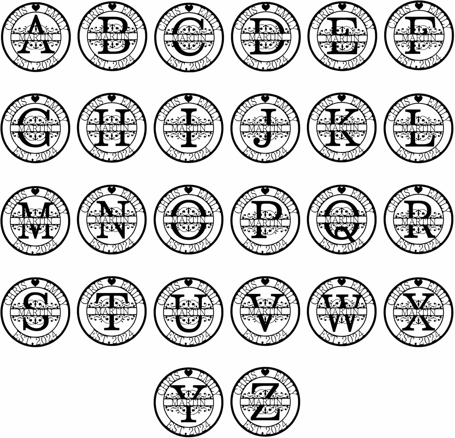 Personalized Metal Name Signs, Split Letter Monogram Wall Decor, Custom Last Name Sign, Family Name Sign for Outdoor, Personalized Wedding Gift, Garden Decor, Metal Wall Art, Housewarming Gift