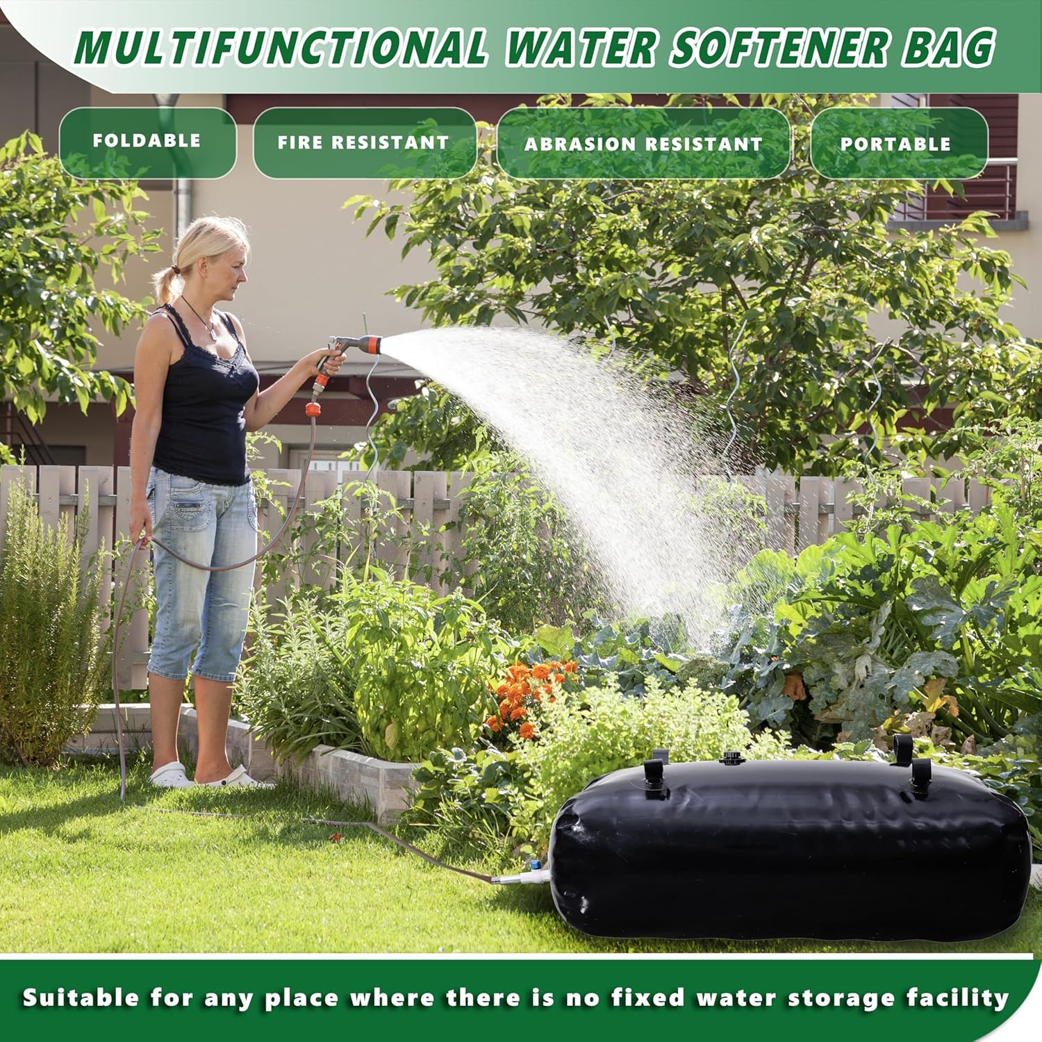 MXQMKL 4000 L/1000 gal Water Bladder Storage Containers, Foldable Portable Water Tank Large Capacity Soft Water Bag, Drought Resistance, Fire Prevention, Emergency Water