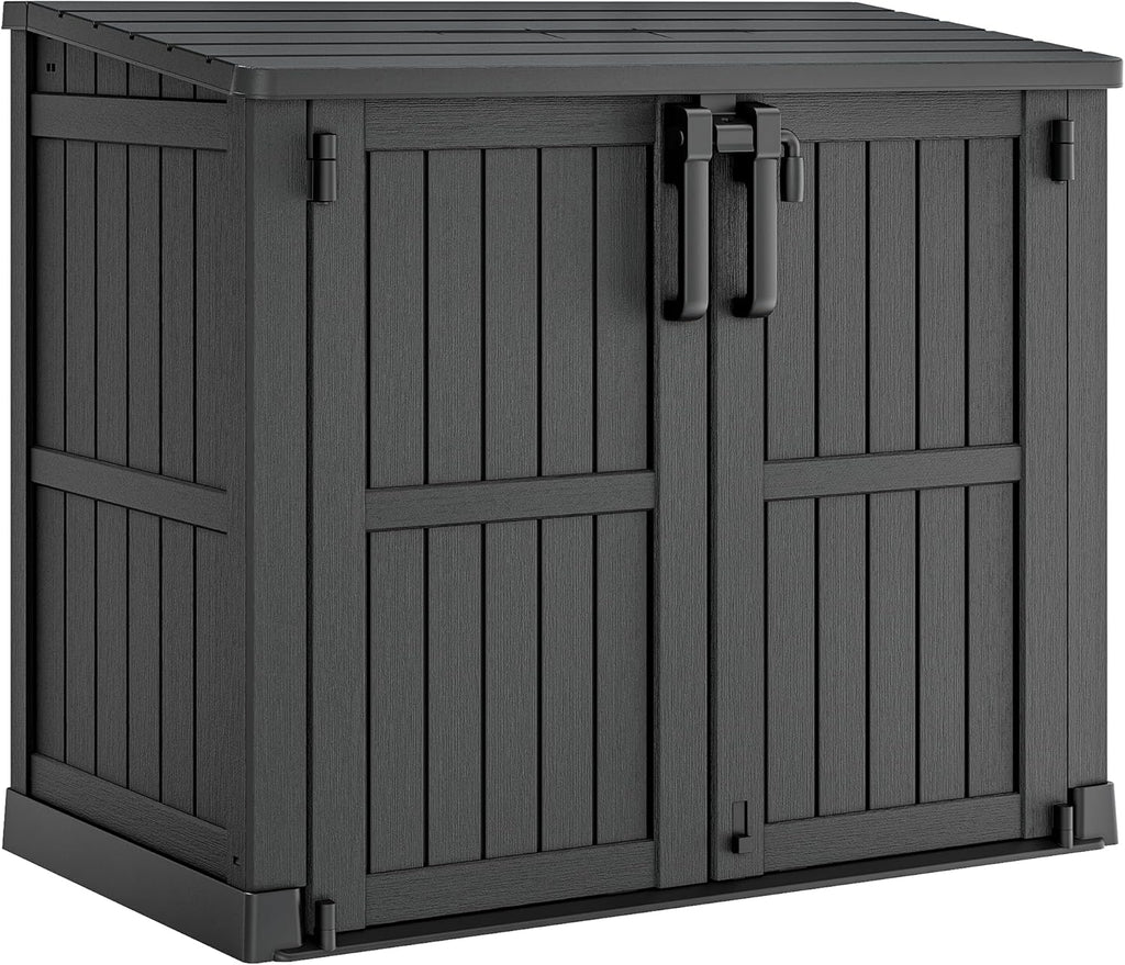 Outdoor Storage Cabinet 36 Cu Ft with Lockable Doors, Portable Horizontal Resin Storage Shed -Easy to Assemble, Waterproof Outdoor Storage Box for Backyards,Patios Black