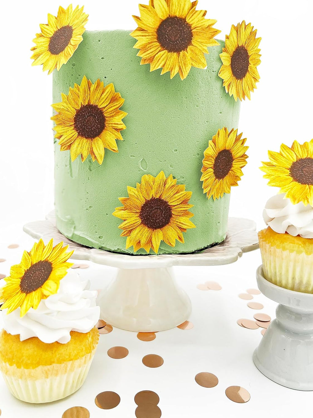 Sugar Robot - Edible Sunflowers for cake decorating - Large Size - Edible flowers cake decorations - Premium Crafted - Made in the USA Cake -Set of 12 (Sunflowers)