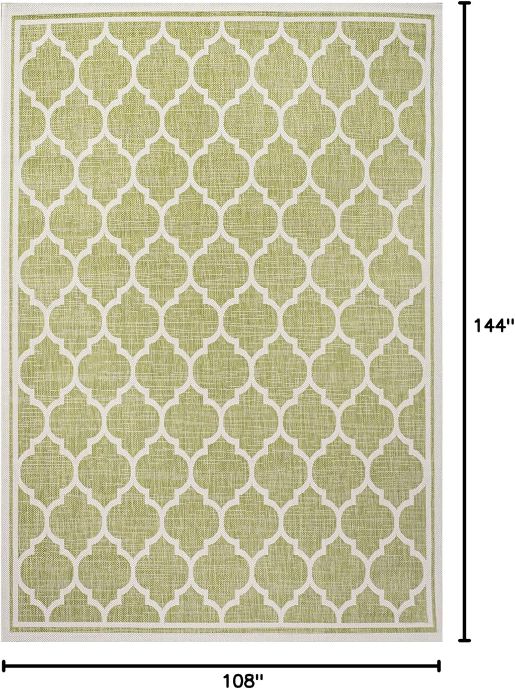 Eyely BMS109G-9 Santa Monica Trebol Moroccan Trellis Textured Weave Indoor/Outdoor Area Rug Coastal;Bohemian, Bedroom, Backyard, Patio, Easy-Cleaning, Non-Shedding, 9 X 12, Green/Cream
