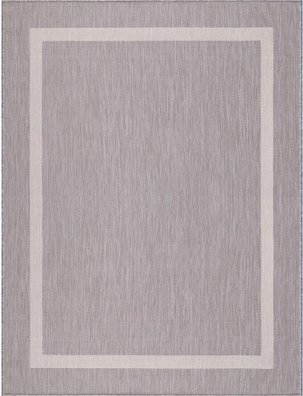 Bordered Outdoor Rug 9x12 Washable Outside Carpet for Indoor Patio Porch Waterproof Easy Cleaning Non Shedding Area Rugs Gray 9 x 12