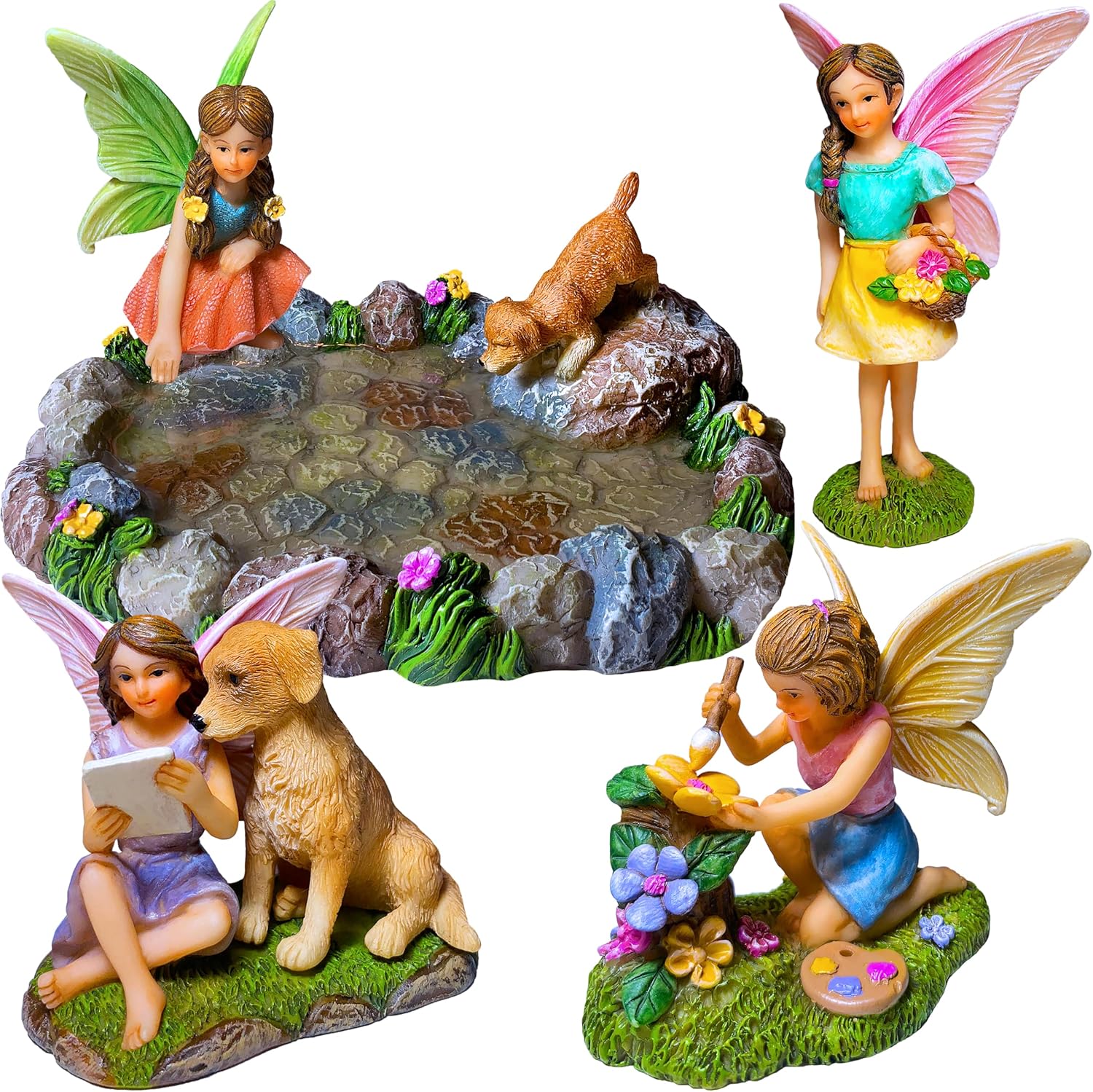 Mood Lab Fairy Garden Miniature Pond Kit - Figurines & Accessories Set of 5 pcs - Outdoor or House Decor