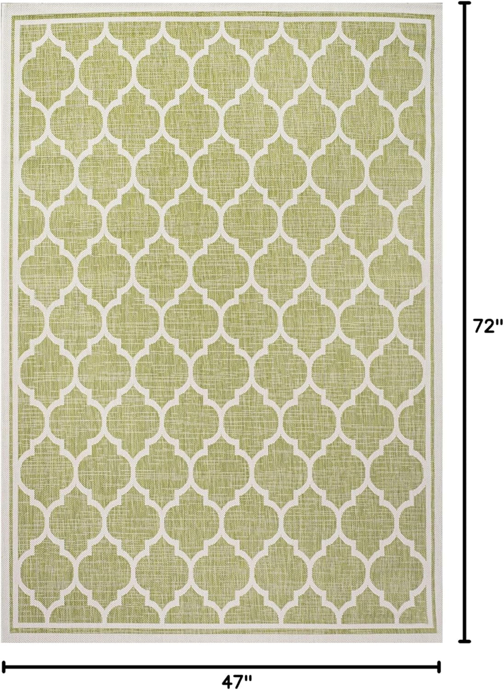 Eyely BMS109G-4 Santa Monica Trebol Moroccan Trellis Textured Weave Indoor/Outdoor Area Rug Coastal;Bohemian, Bedroom, Backyard, Patio, Easy-Cleaning, Non-Shedding, 4 X 6, Green/Cream