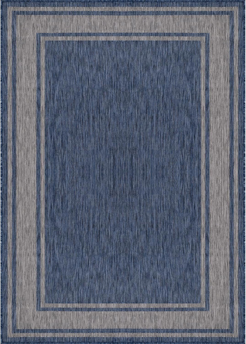 Beverly Rug Large Outdoor Rug 10x14 Modern Bordered Area Rugs for Indoor and Outdoor Patio Deck Porch Garden Waterproof Weather Sun Resistant Washable Outside Carpet (10 x 14 Navy)