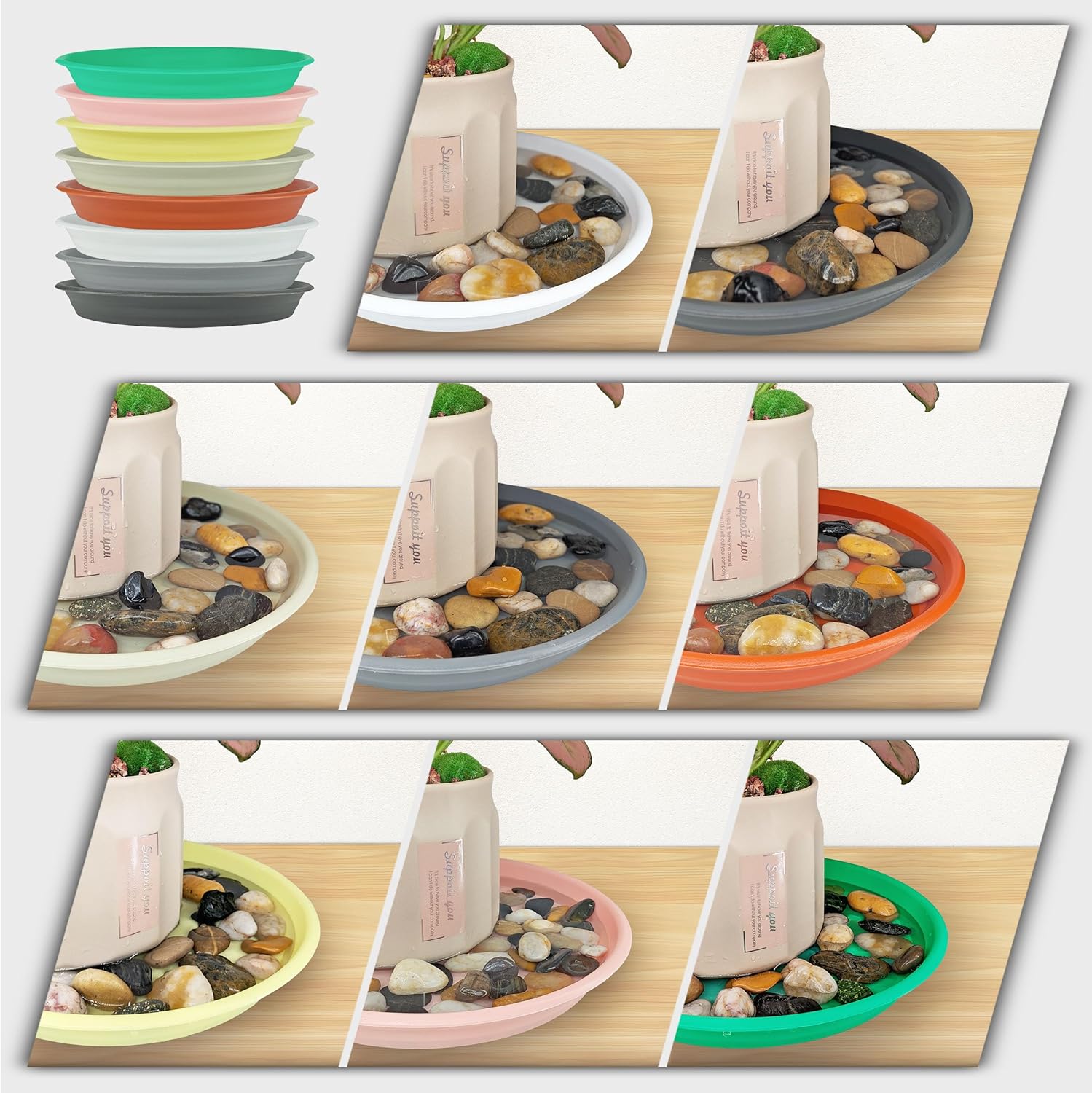 12Pcs Colourful Plant Saucer, 6 8 10 Inch Durable Plastic Plant Tray, Round Plant Pot Saucers, Drip Tray for Indoor and Outdoor Garden, Cyan