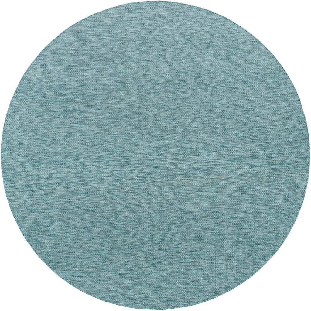 Unique Loom Collection Casual Transitional Solid Heathered Indoor/Outdoor Flatweave Area Rug (10' 8" Round, Aquamarine/Ivory)