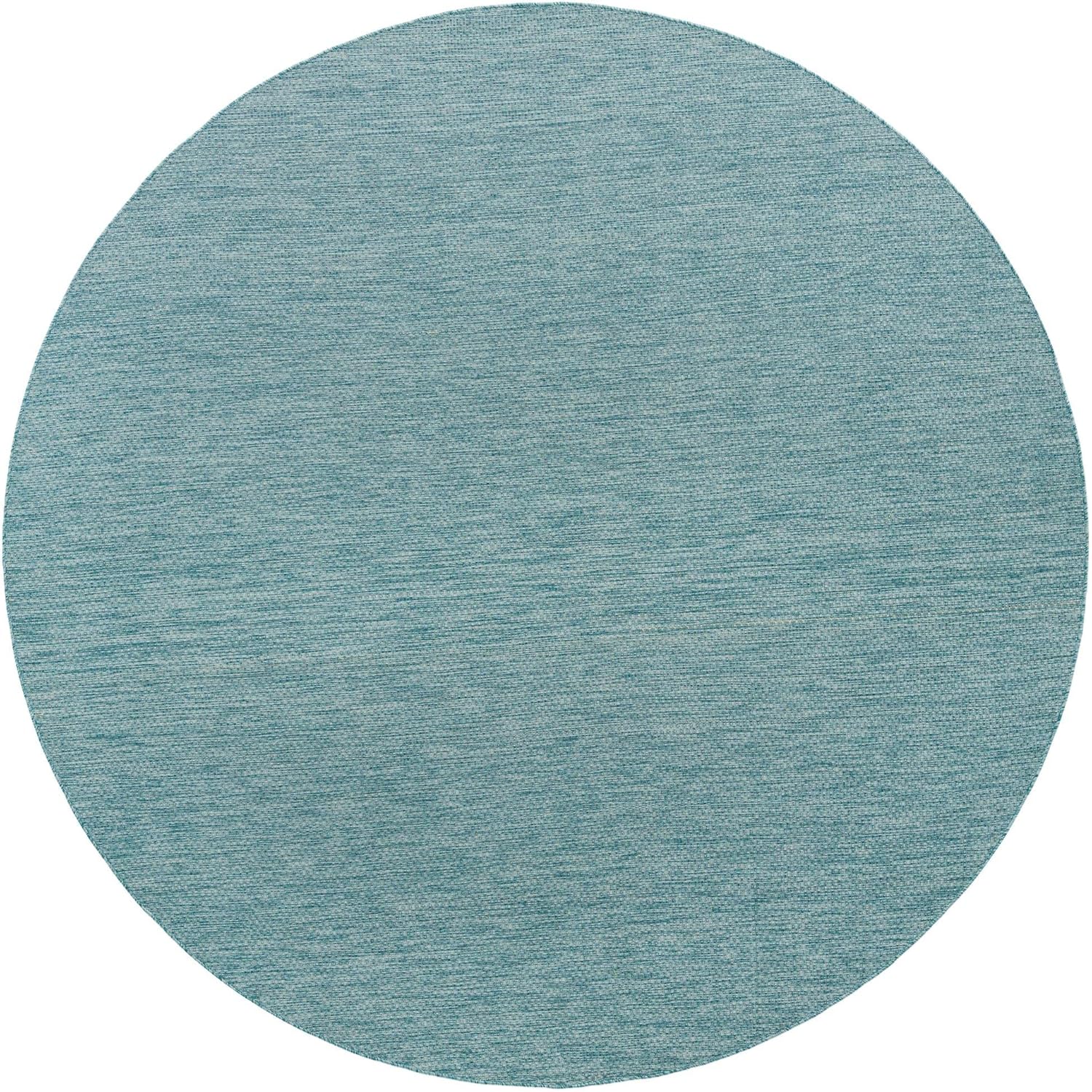 Unique Loom Collection Casual Transitional Solid Heathered Indoor/Outdoor Flatweave Area Rug (10' 8" Round, Aquamarine/Ivory)