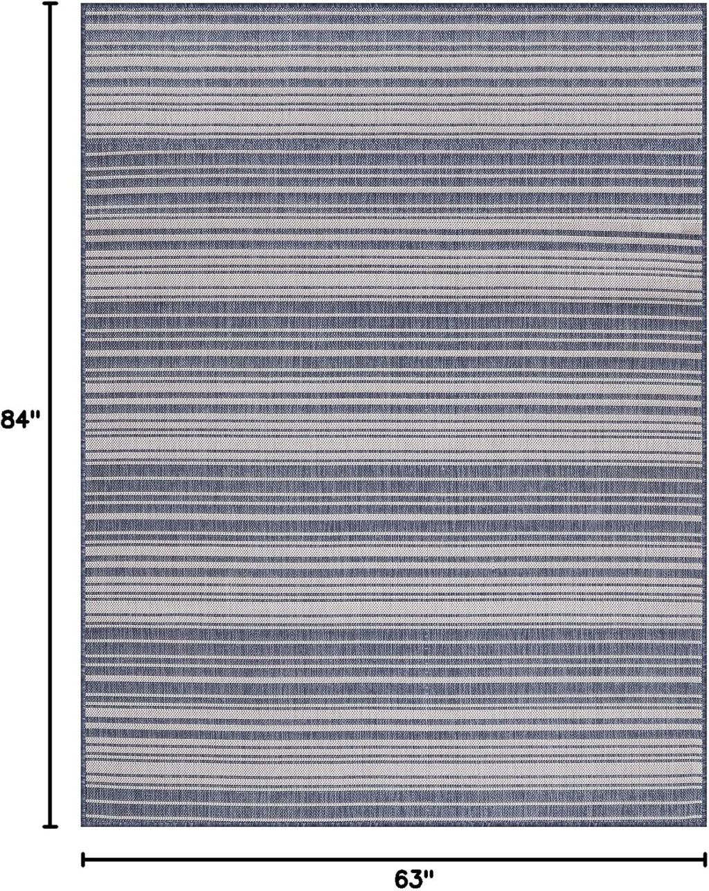 Stripe Outdoor Rug 5x7 Washable Outside Carpet for Indoor Patio Porch Waterproof Easy Cleaning Non Shedding Area Rugs Blue 5 x 7