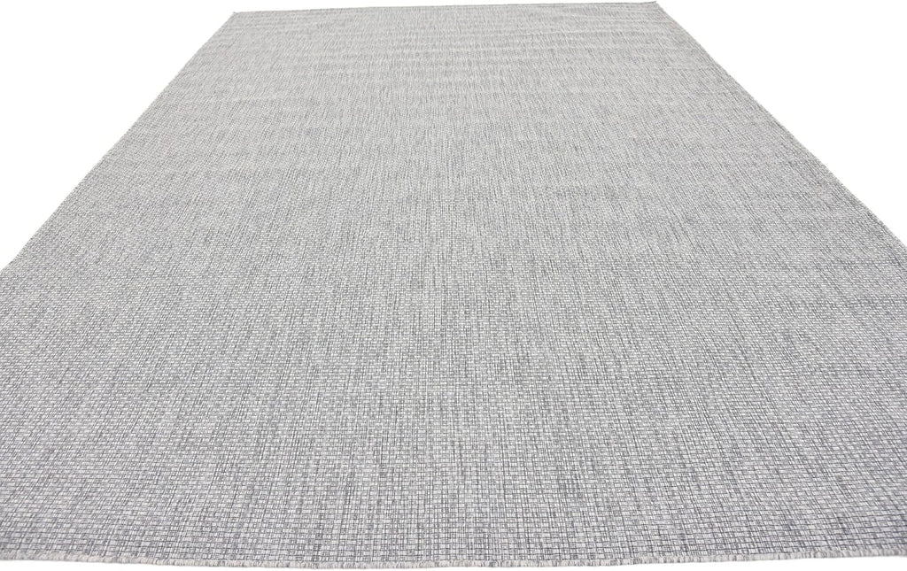 Unique Loom Collection Casual Transitional Solid Heathered Indoor/Outdoor Flatweave Area Rug (9' x 12' Rectangle, Light Gray/Ivory)