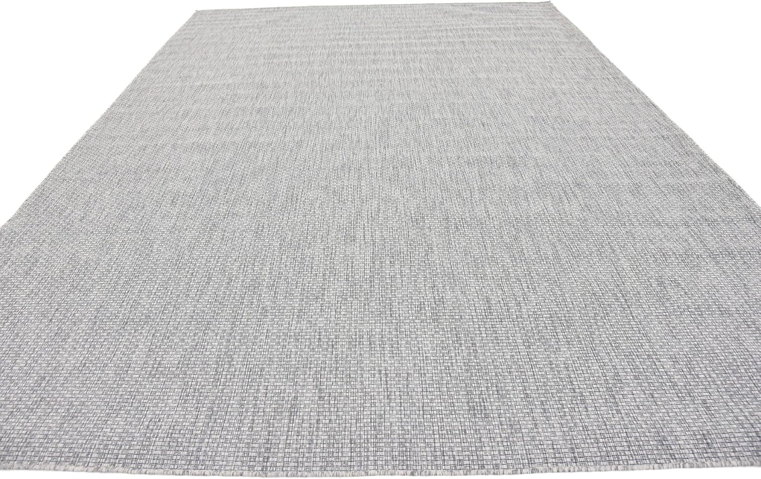 Unique Loom Collection Casual Transitional Solid Heathered Indoor/Outdoor Flatweave Area Rug (9' x 12' Rectangle, Light Gray/Ivory)