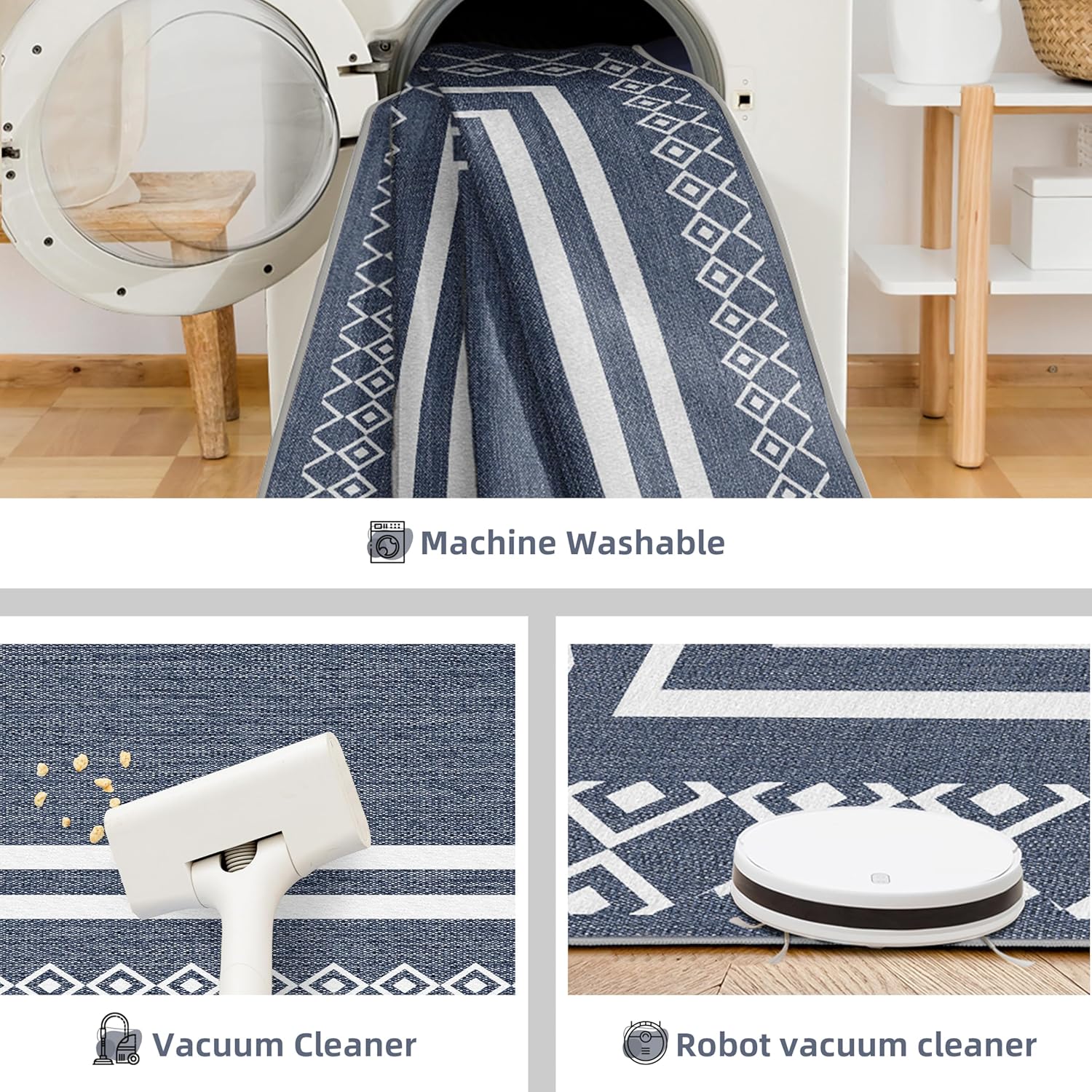 Outdoor Patio Rug, Outside Rectangular Carpet, Moroccan Geometric Rugs, Washable Large Indoor Outdoor Rug 8x10 Mats for RV, Picnic, Backyard, Deck, Balcony, Porch, Beach