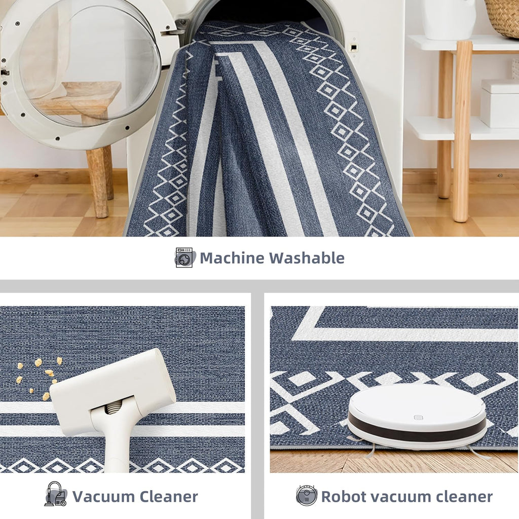 Outdoor Patio Rug, Outside Rectangular Carpet, Moroccan Geometric Rugs, Washable Large Indoor Outdoor Rug Mats for RV, Picnic, Backyard, Deck, Balcony, Porch, Beach 5'x8'