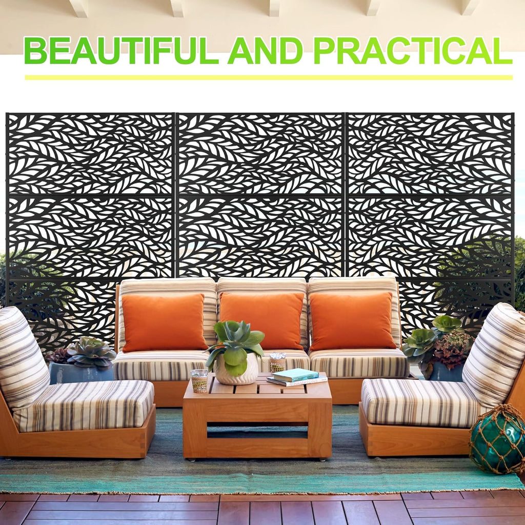 Outdoor Privacy Screen,72" H×47" W Metal Privacy Screen, Freestanding Privacy Fence Panels for Patio