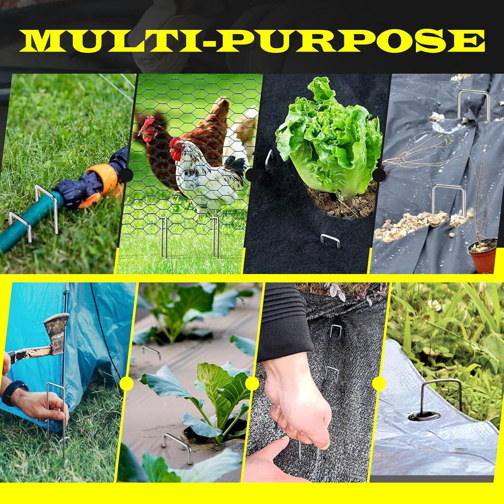 125 Pack x 6 Inch Landscape Staples Galvanised, Fabric Pins, 11 Gauge, Garden Staples, Tent Stakes, Fabric Pins for Lawn, Fence, Tent, Decoration, Weed Barrier, Outdoor. (125 x 6in)