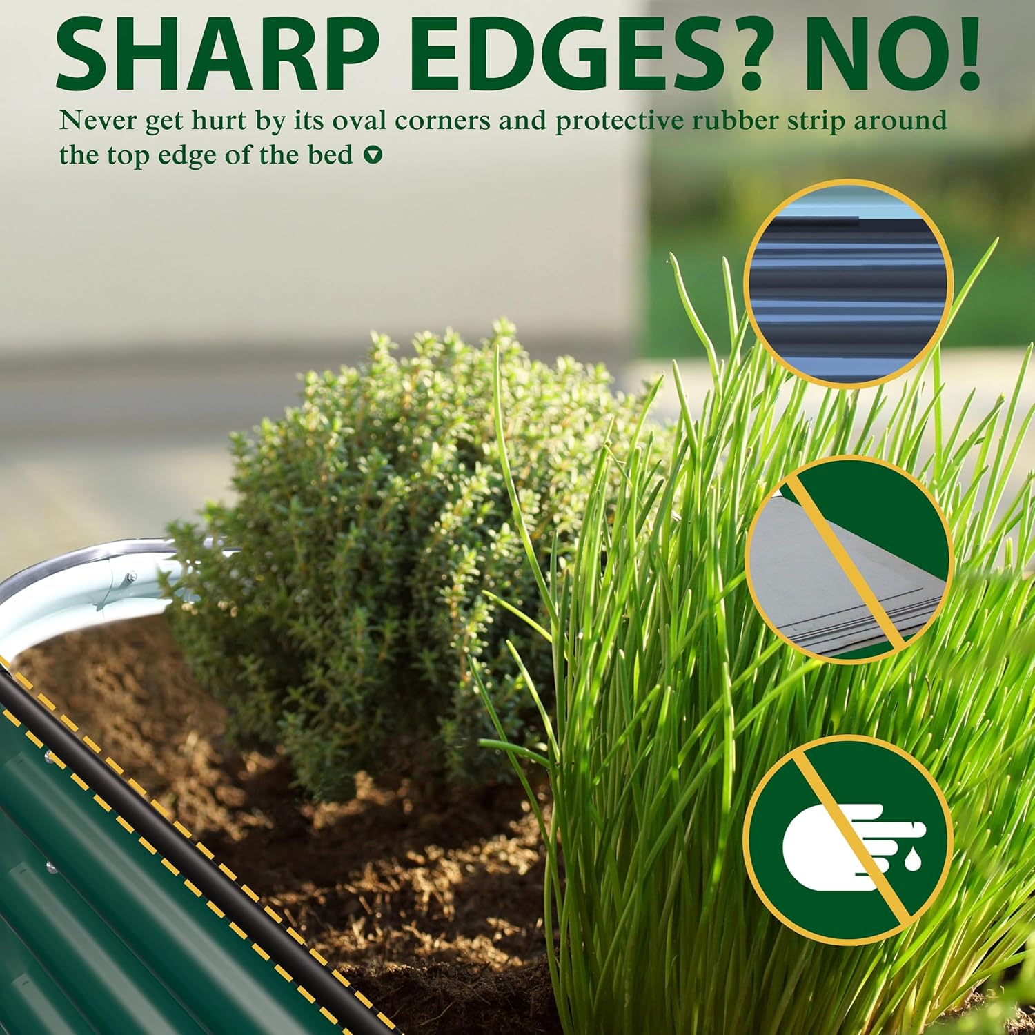 MUPATER Galvanized Raised Garden Bed 8x2x2ft, 9-in-1 Metal Raised Planter Box with Aluminum Support Rods Oval for Outdoor Vegetable Flower, Backyard and Patio, Green