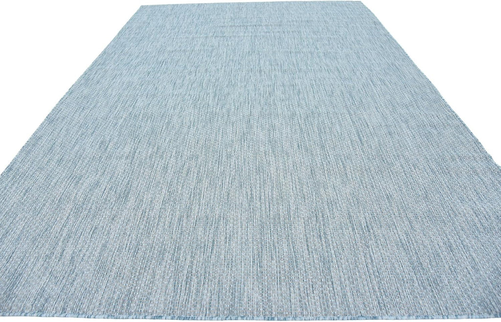 Unique Loom Collection Casual Transitional Solid Heathered Indoor/Outdoor Flatweave Area Rug (8' x 11' 4" Rectangle, Aquamarine/Ivory)