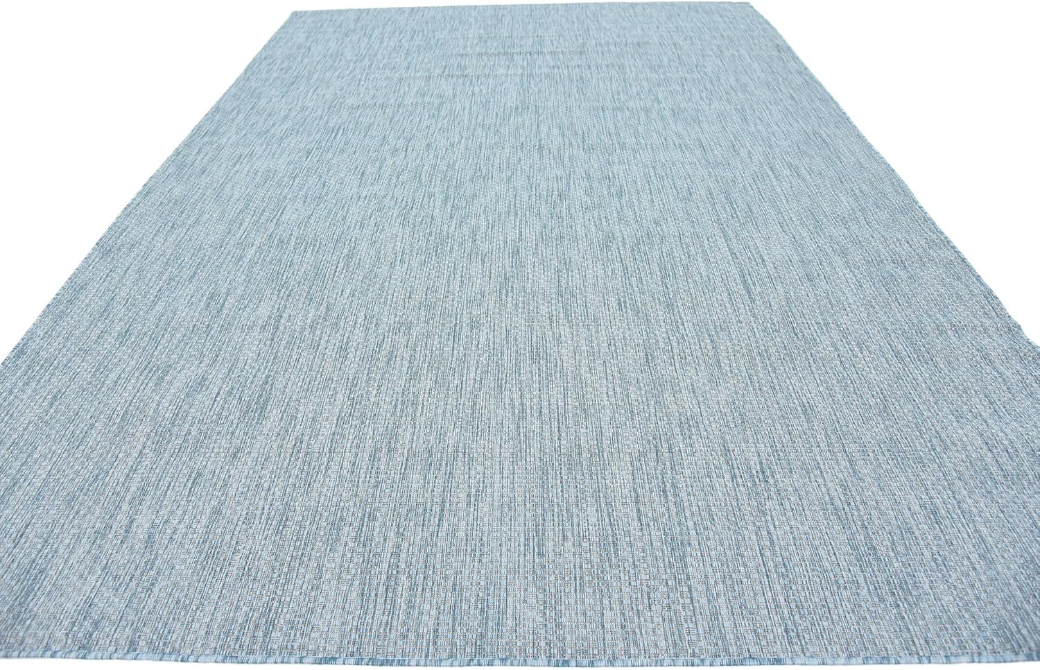 Unique Loom Collection Casual Transitional Solid Heathered Indoor/Outdoor Flatweave Area Rug (8' x 11' 4" Rectangle, Aquamarine/Ivory)