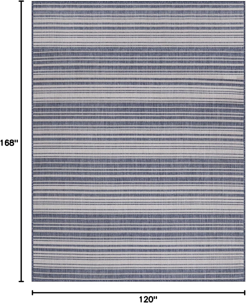 Stripe Outdoor Rug 10x14 Washable Outside Carpet for Indoor Patio Porch Waterproof Easy Cleaning Non Shedding Area Rugs Blue 10 x 14