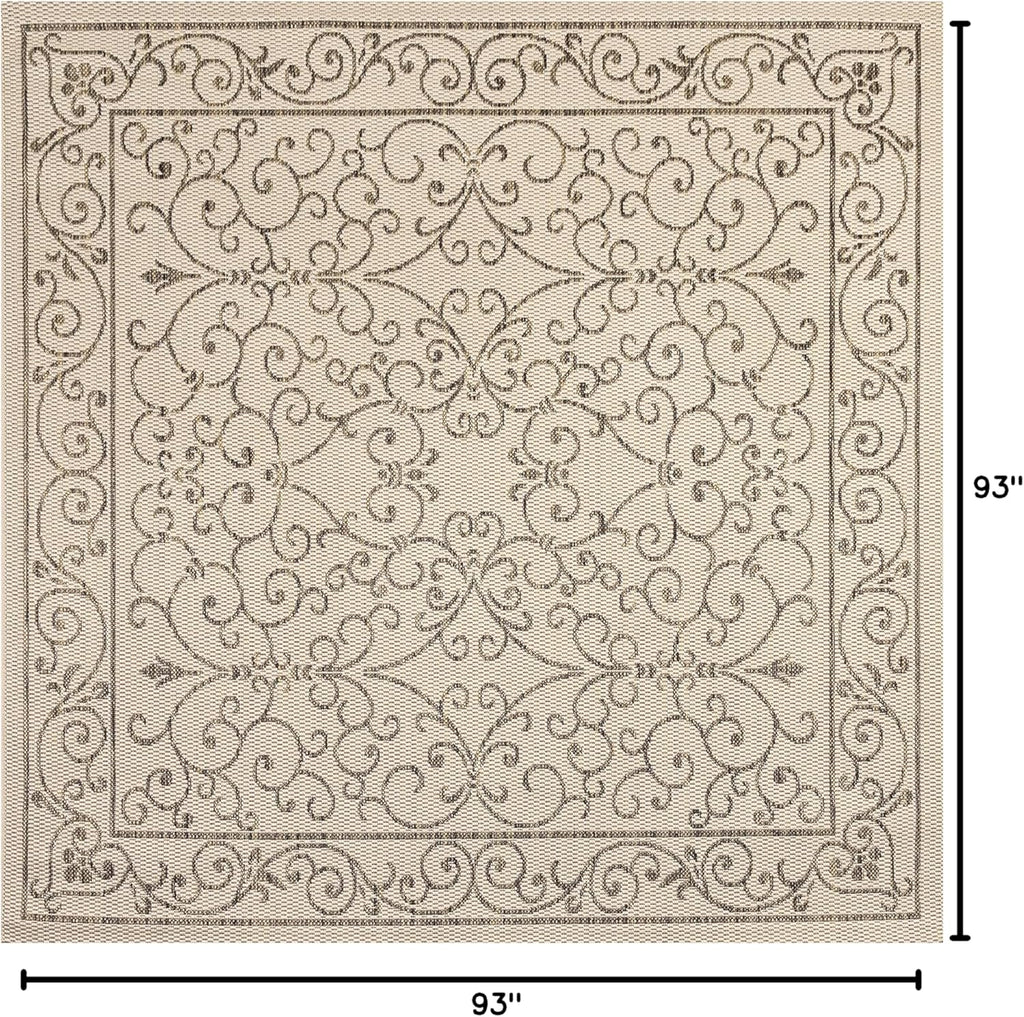 JONATHAN Y SMB106A-8SQ Charleston Vintage Filigree Textured Weave Beige/Brown 8' Square Indoor/Outdoor Area Rug, Pet Friendly, Non-Shedding, Stain Resistant, Easy-Cleaning for Backyard, Patio, Porch